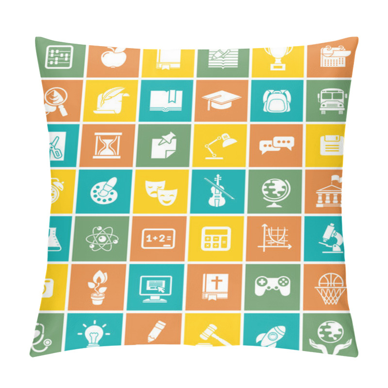 Personality  White Silhouette Square School Icons Pillow Covers