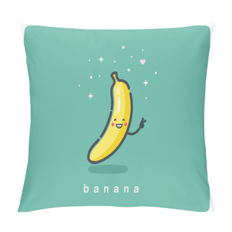 Personality  Vector Icon Of Banana, Fruit Funny Cartoon Character  Pillow Covers