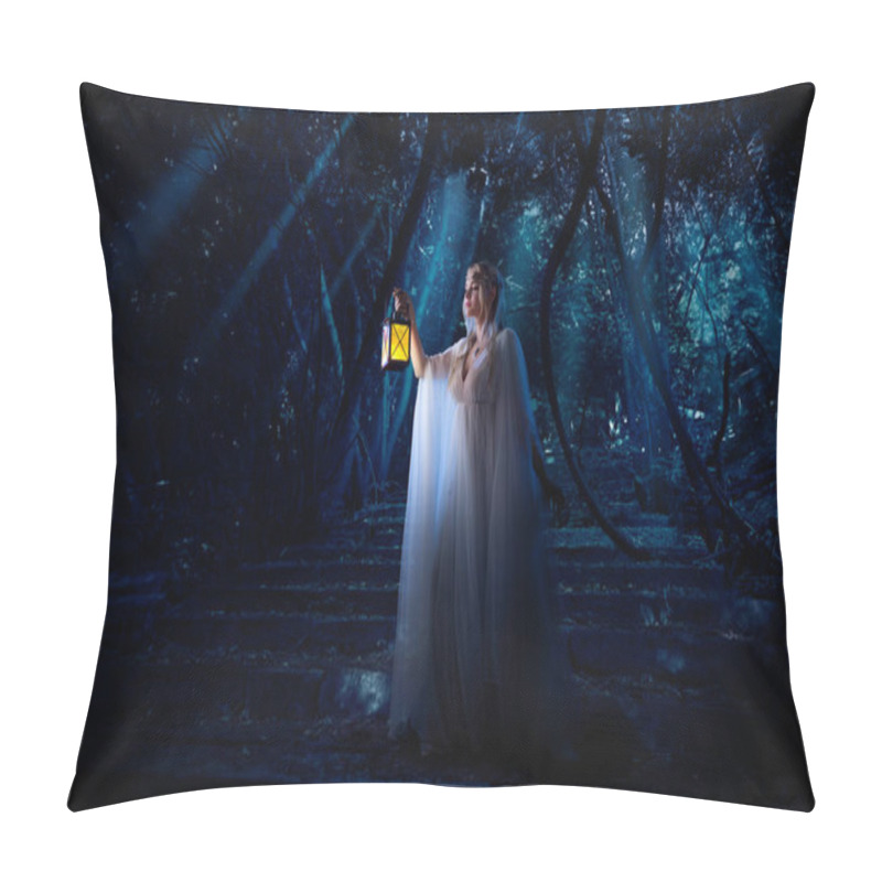 Personality  Young Elf Girl In Night Forest Version Pillow Covers