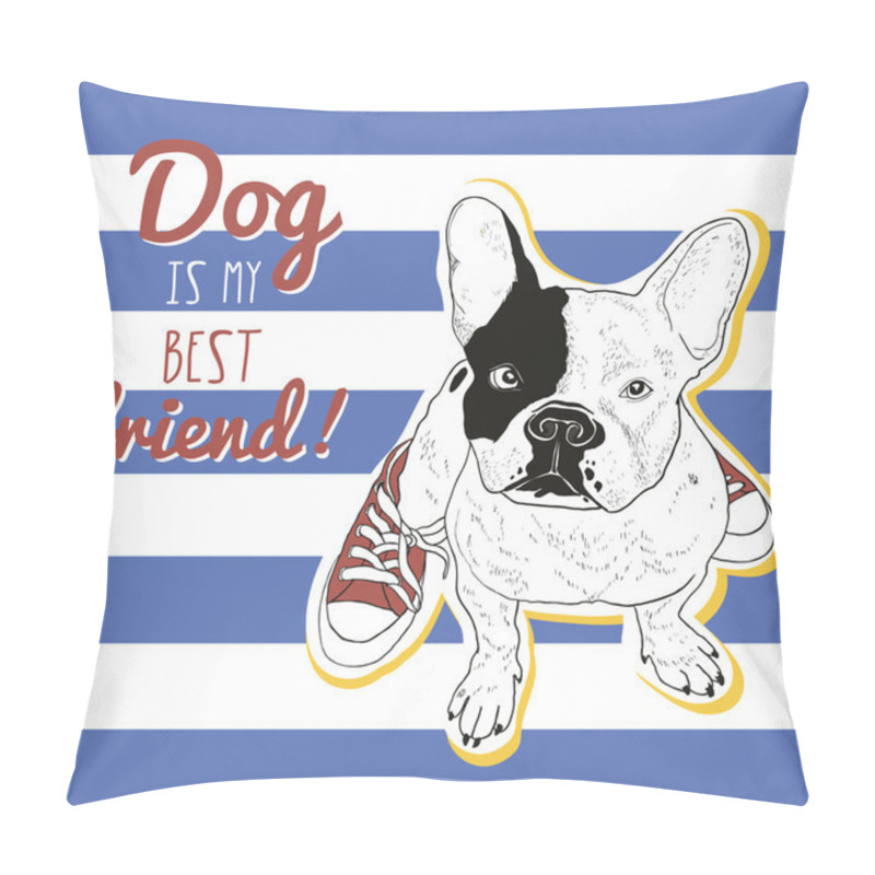 Personality  Hand Drawn Bulldog Illustration Pillow Covers