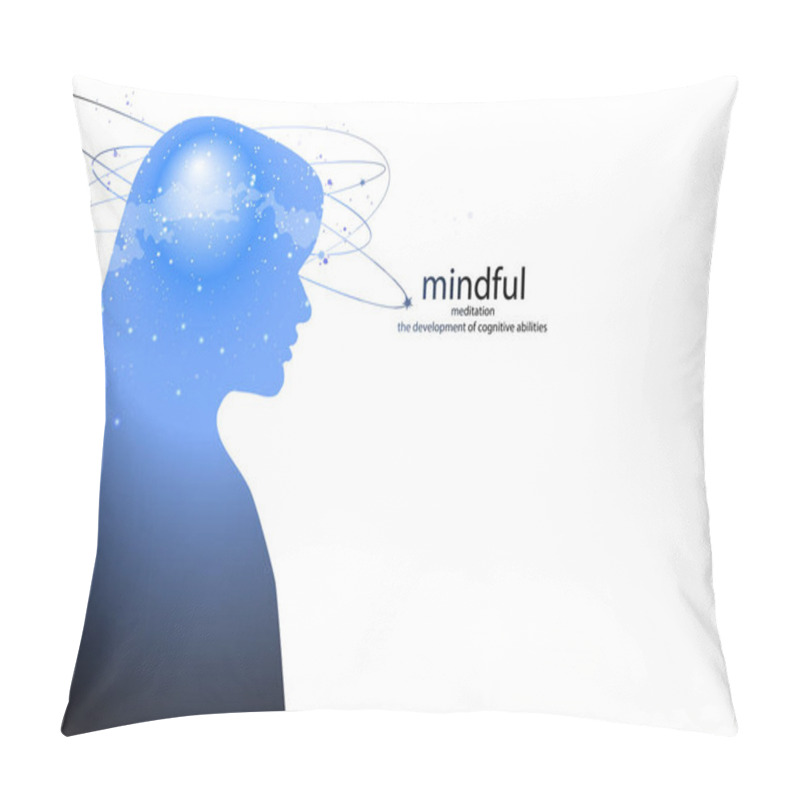 Personality  Profile Of A Young Woman With Mental Activity Brain And Consciousness, With The Cosmos As A Brain. Pillow Covers