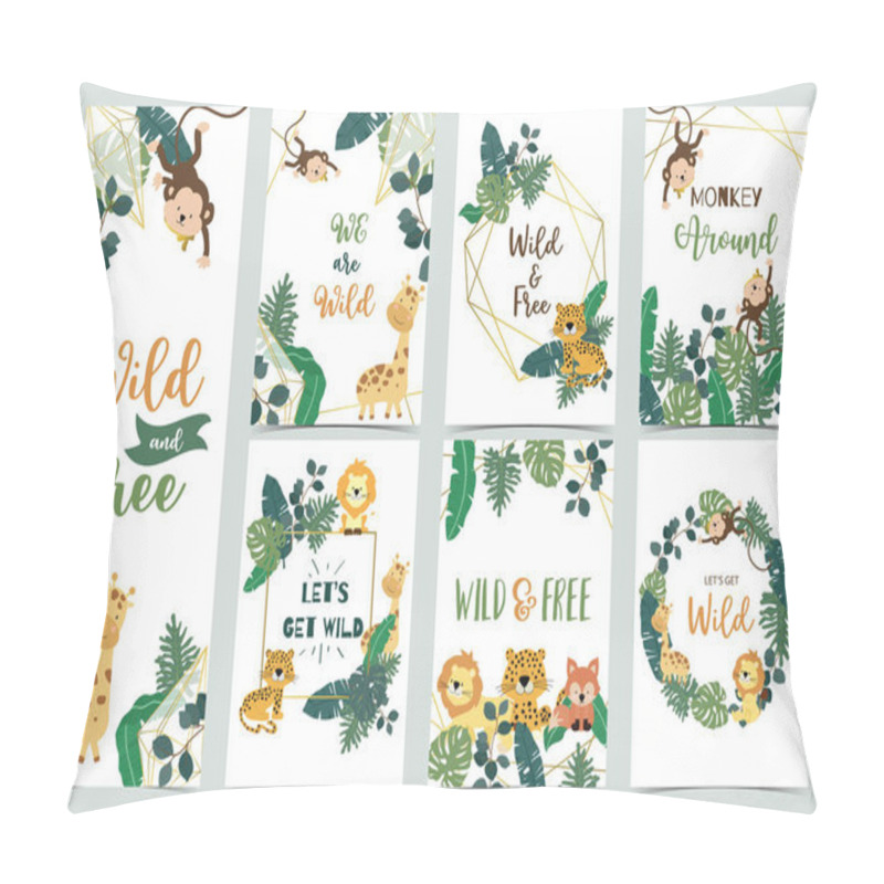 Personality  Collection Of Safari Background Set With Giraffe,leopard,monkey, Pillow Covers