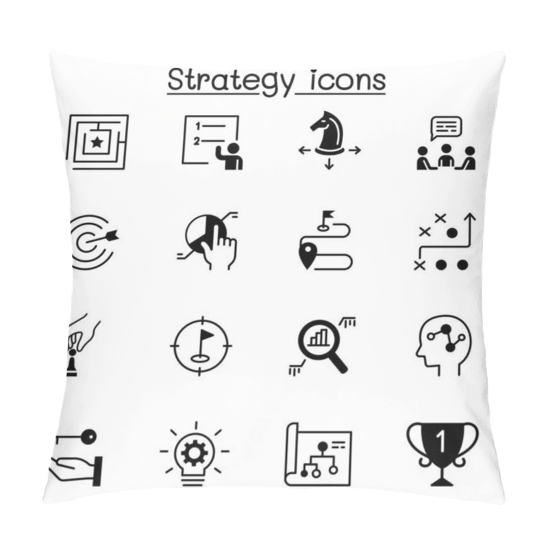 Personality  Strategy & Planing Icon Set Vector Illustration Graphic Design Pillow Covers