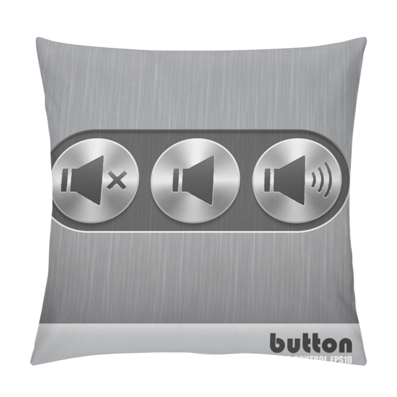 Personality  Set Of Round Metal Button With Brushed Texture And Speaker Illustrations For Increase, Mute Or Decrease Sound Pillow Covers