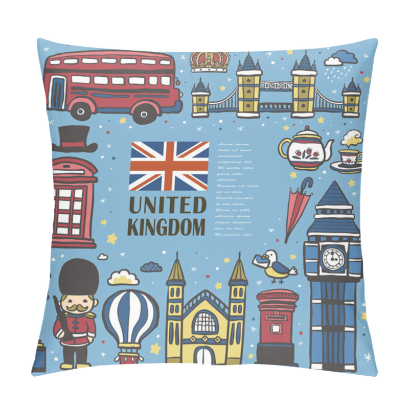 Personality  Hand Drawn United Kingdom Travel Impression Pillow Covers