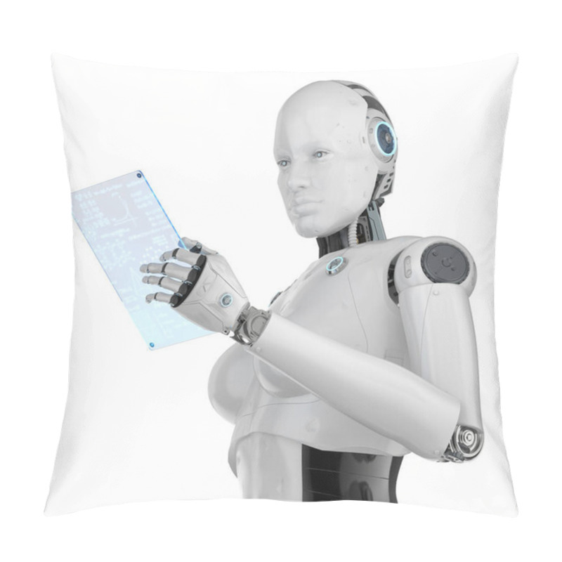 Personality  Female Cyborg With Glass Tablet Pillow Covers