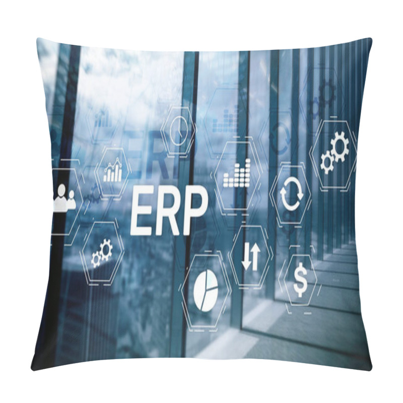 Personality  ERP System, Enterprise Resource Planning On Blurred Background. Business Automation And Innovation Concept. Pillow Covers