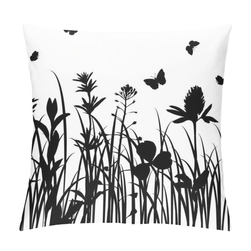 Personality  Vector Silhouettes Of Wild Herbs And Flowers Pillow Covers