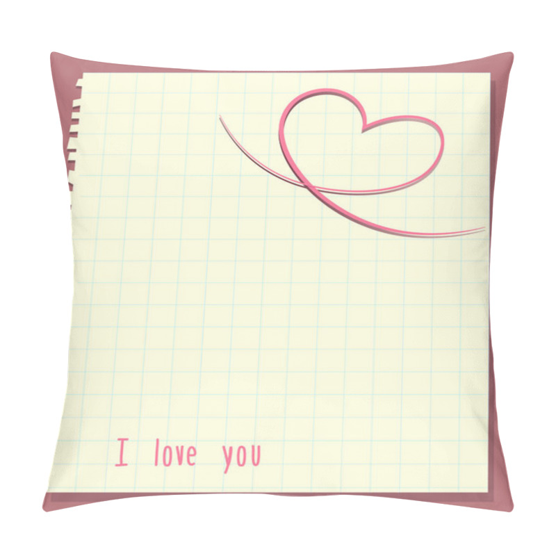 Personality  Love Note, Sheet Of Grid Paper With Handwriting Words And Big Pink Heart Pillow Covers