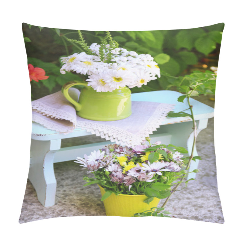 Personality  Beautiful Flowers In Pot, Outdoors Pillow Covers