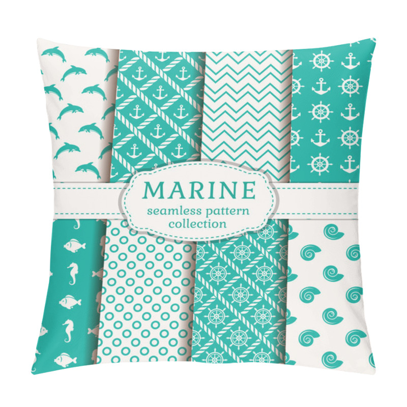 Personality  Sea And Nautical Seamless Patterns Set. Pillow Covers