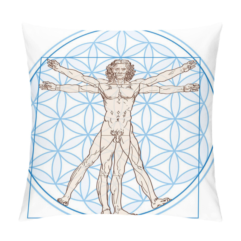 Personality  Vitruvian Man In Flower Of Life Pillow Covers