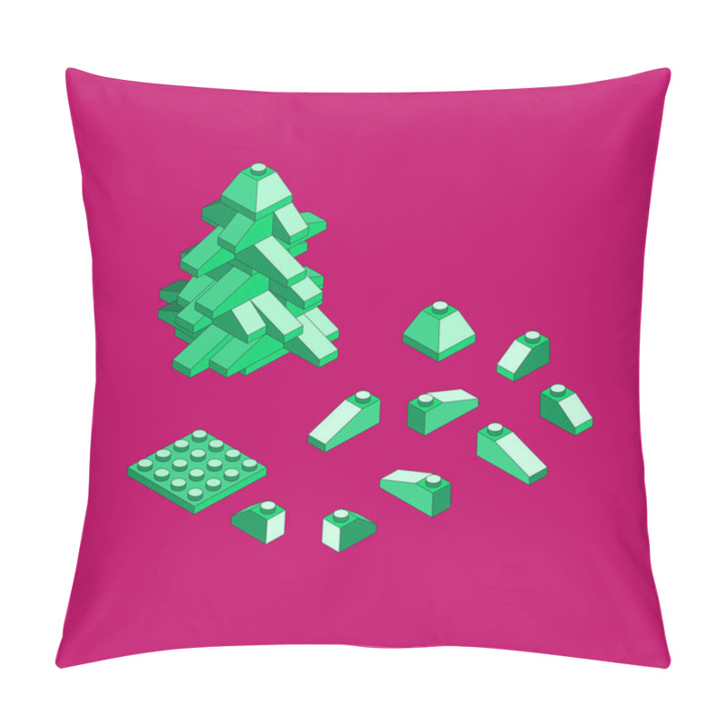 Personality  Spruce Of Blocks. Isometric Constructor. Pillow Covers