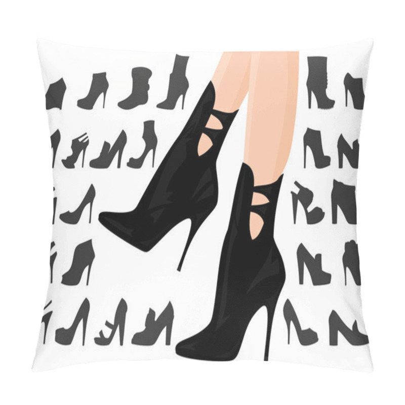 Personality  Female Legs In Shoes With Background Pillow Covers