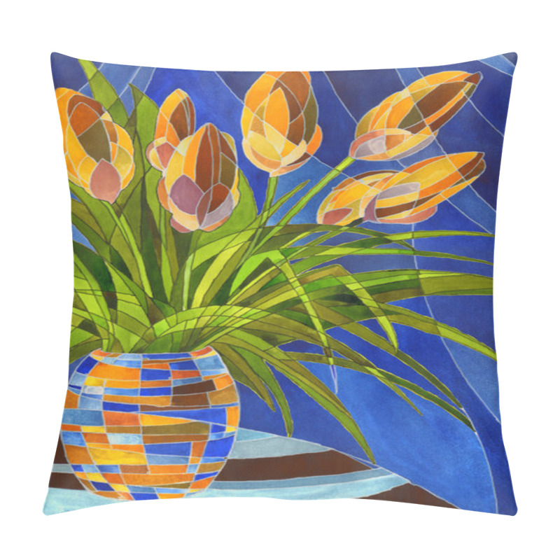 Personality  Abstract Orange Flowers In Vivid Mottled Vase Pillow Covers