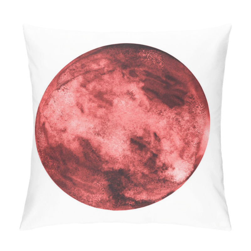 Personality  Watercolor Painting Of A Red Celestial Object Isolated On White Background, Red Moon Image Pillow Covers