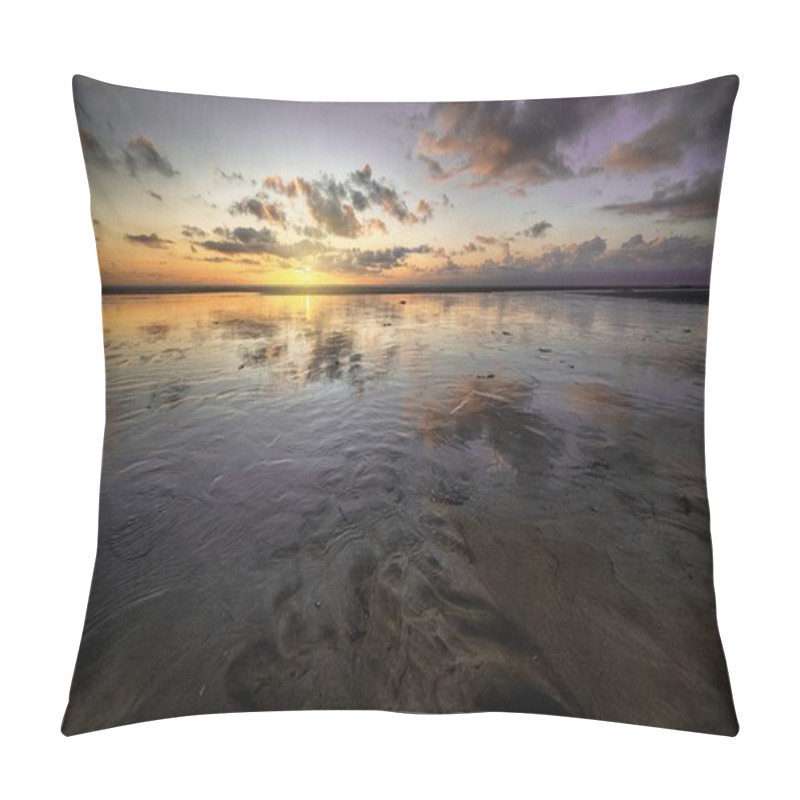 Personality  Beautiful Scenery Of The Sunset Reflected In A Mudflat Under The Cloudy Sky Pillow Covers