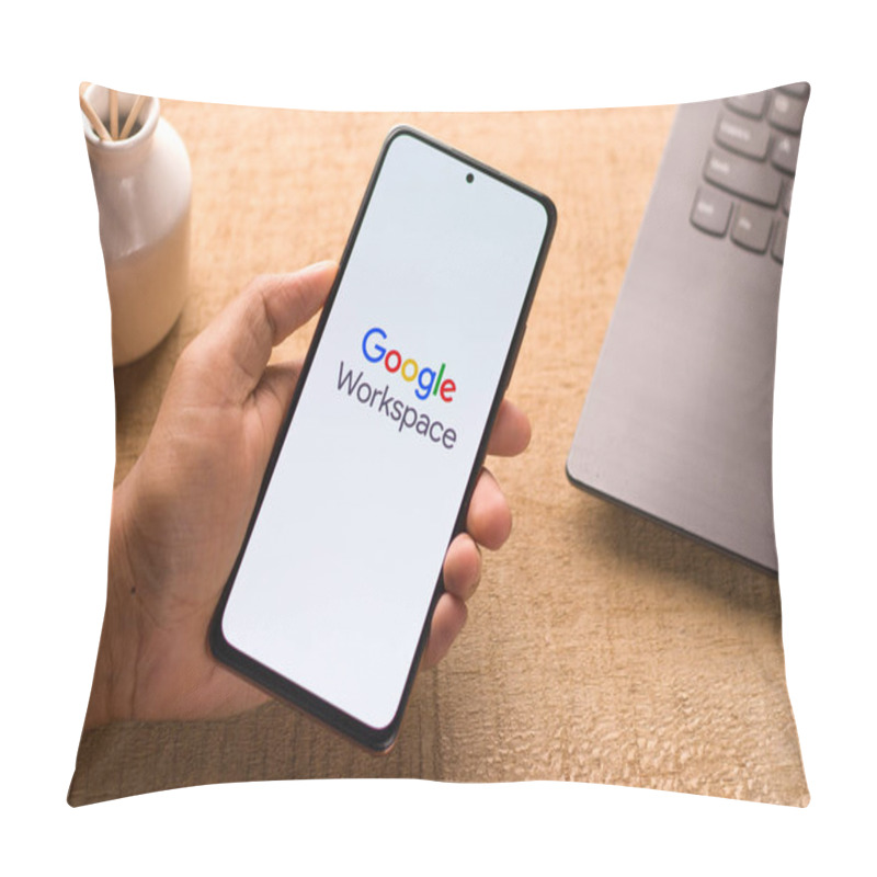 Personality  Assam, India - May 29, 2021 : Google Workspace Logo On Phone Screen Stock Image. Pillow Covers