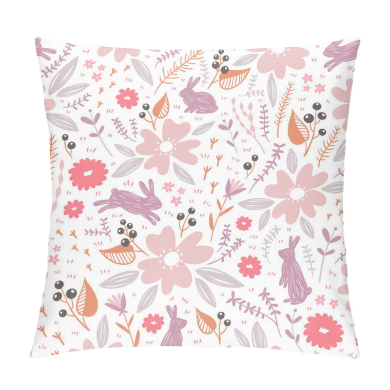 Personality  Flowers And Bunnies Seamless Pattern Pillow Covers