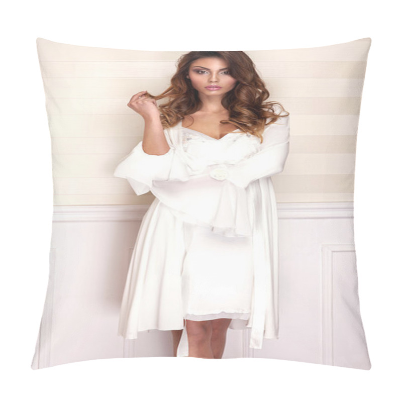 Personality  Beautiful Brunette In Nightwear. Pillow Covers