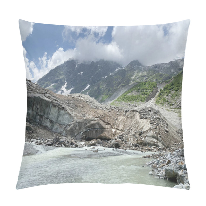 Personality  Russia, North Ossetia - Alania. Tsey Glacier In Summer Oin Cloudy Day Pillow Covers