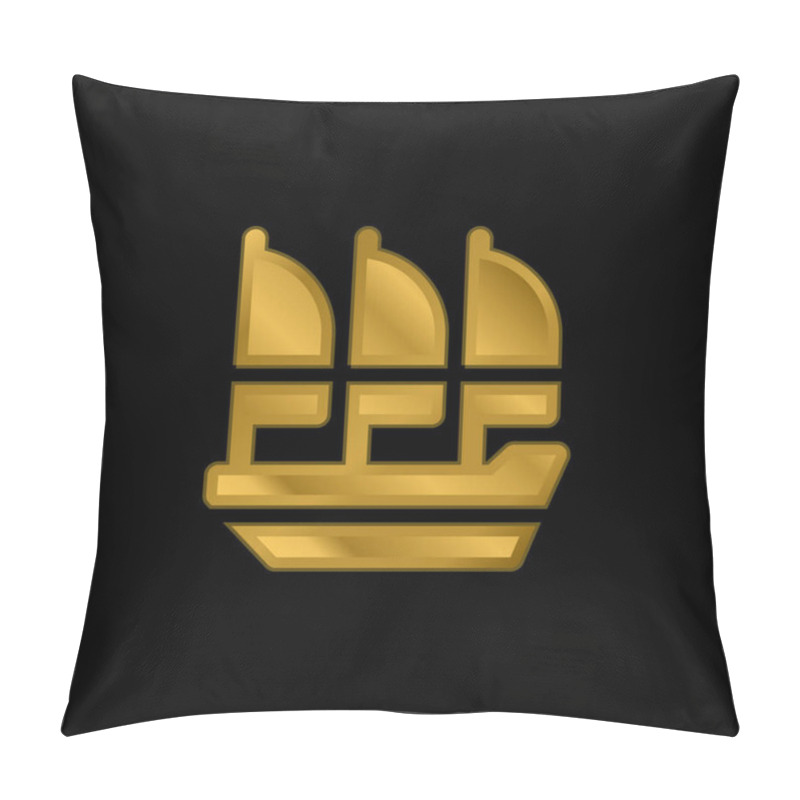 Personality  Boat Gold Plated Metalic Icon Or Logo Vector Pillow Covers