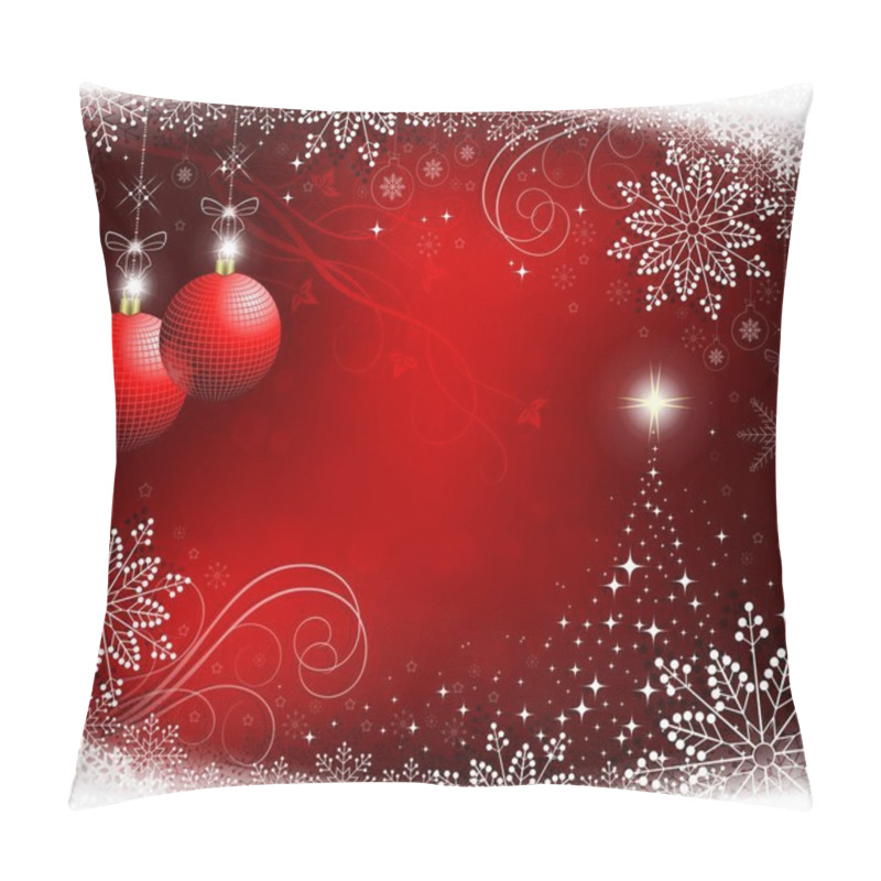 Personality  Red Christmas Background With Red Balls Pillow Covers