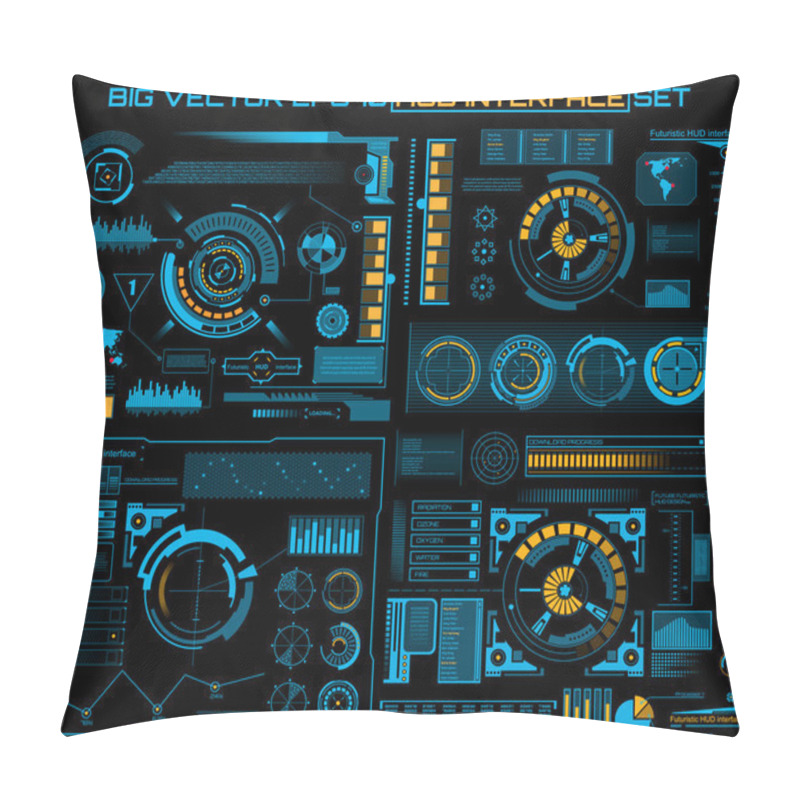 Personality  Abstract Future, Concept Vector Futuristic Blue Virtual Graphic Touch User Interface HUD. For Web, Site, Mobile Applications Isolated On Black Background, Techno, Online Design, Business, Gui, Ui. Pillow Covers