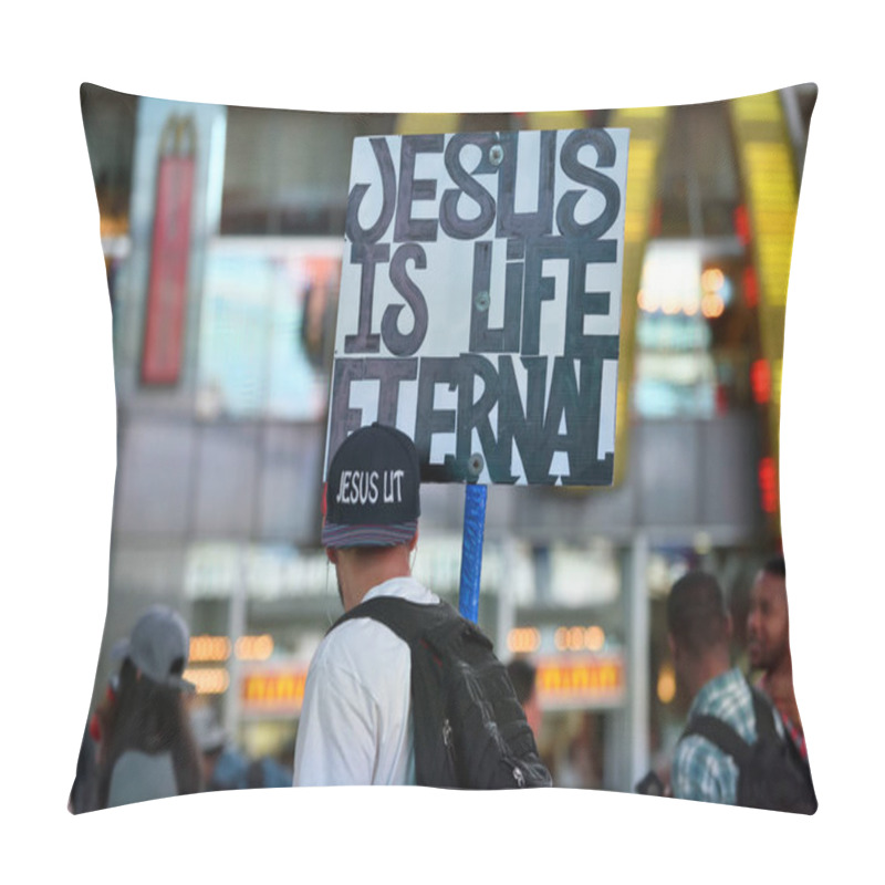 Personality  People On The Times Square In Manhattan Pillow Covers