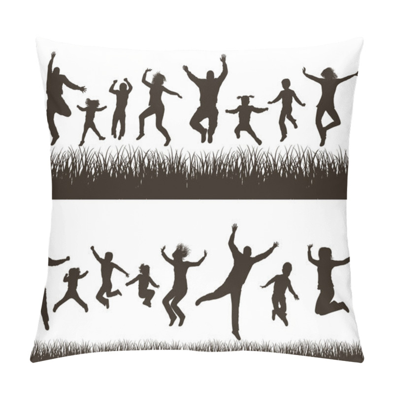 Personality  Young Active Family. Very Detailed Silhouettes. Set. Pillow Covers