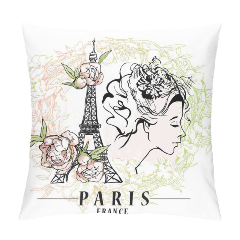 Personality  Paris Vector Illustration. Floral Backround, Vector Illustration. Pillow Covers