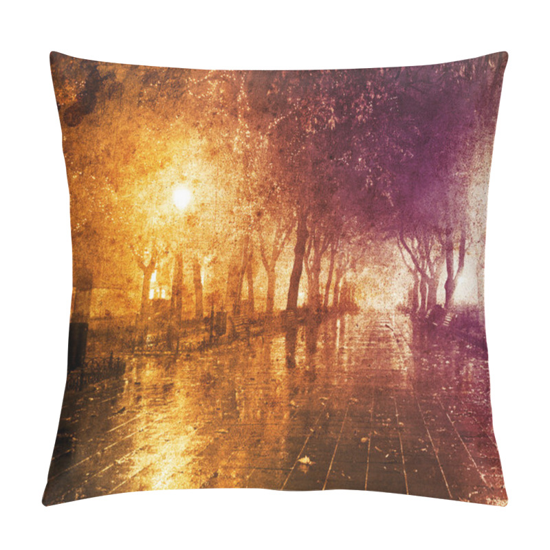 Personality  Bench In Night Alley In Odessa, Ukraine Pillow Covers