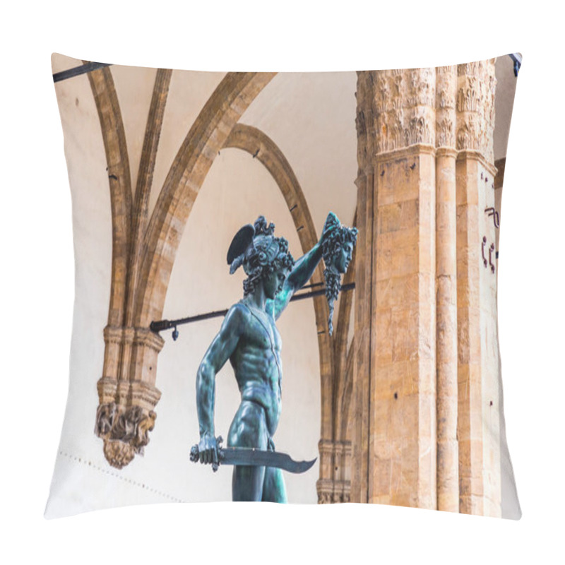 Personality  Sculptures At The Loggia Dei Lanzi, A Building On A Corner Of The Piazza Della Signoria In Florence, Italy, Adjoining The Uffizi Gallery. Pillow Covers