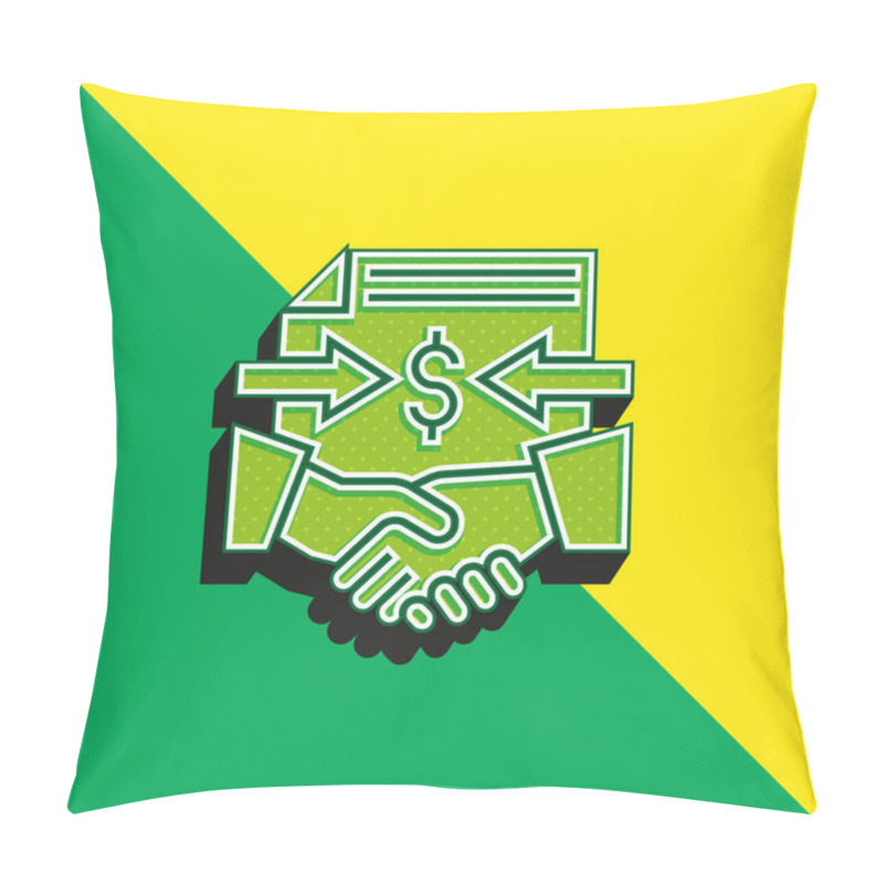 Personality  Agreement Green And Yellow Modern 3d Vector Icon Logo Pillow Covers