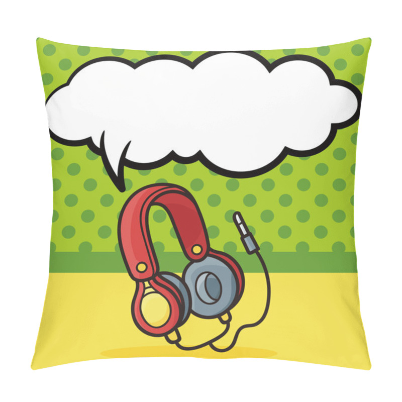 Personality  Headphone Doodle, Speech Bubble Vector Illustration Pillow Covers