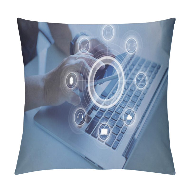 Personality  Man Holding Smart Phone Pillow Covers