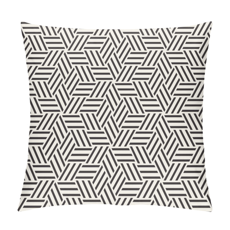 Personality  Cubic Grid Tiling Endless Stylish Texture. Abstract Geometric Background Design. Vector Seamless Black And White Pattern. Pillow Covers