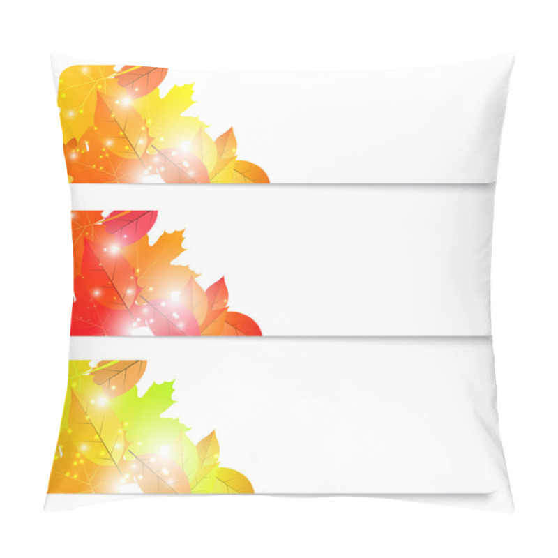 Personality  Set Of Three Flyers Autumn Theme With Foliage. Vector Illustrati Pillow Covers