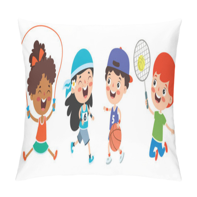 Personality  Happy Kids Making Various Sports Pillow Covers