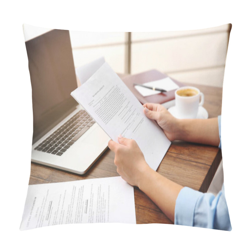 Personality  Lawyer Sitting At Table  Pillow Covers