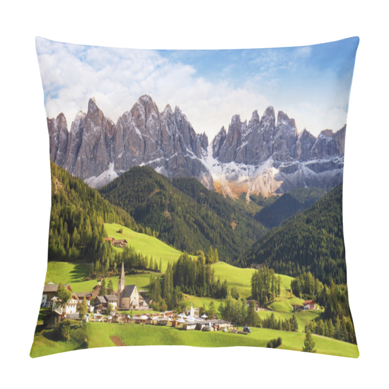 Personality  Val Di Funes, Trentino Alto Adige, Italy. The Great Autumnal Col Pillow Covers