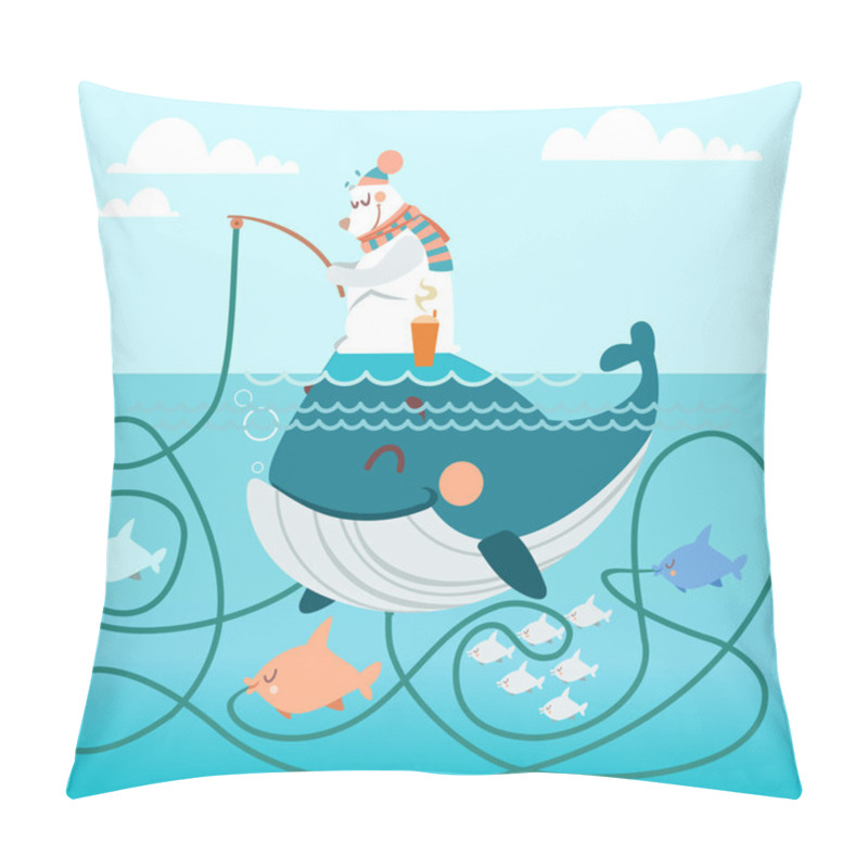 Personality  Cartoon Polar Bear Fishing Pillow Covers