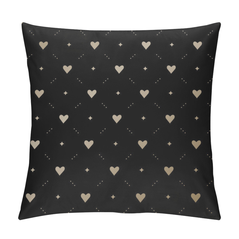 Personality  Seamless Vector Gold Pattern With Hearts On A Black Background Pillow Covers