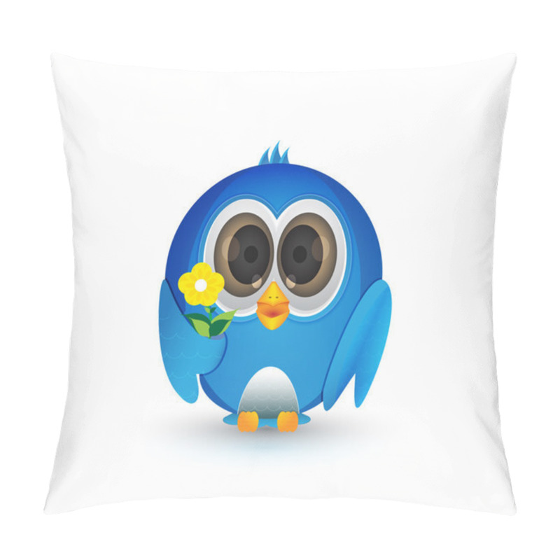 Personality  Blue Bird Bring Flowers Pillow Covers