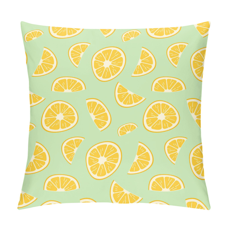 Personality  Hand Drawn Lemon Slice Seamless Pattern Cute Yellow Vector Illustartion Rich Of Vitamin C Fruit Pillow Covers