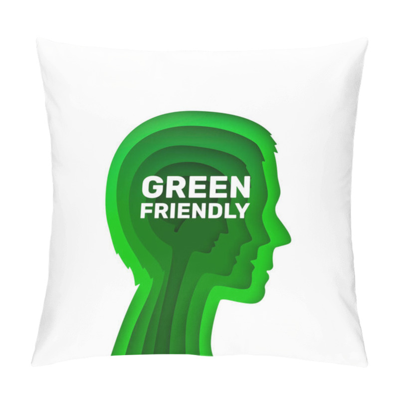 Personality  Human Ecology Green Friendly Sign On A White Background. Pillow Covers