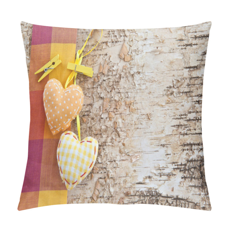 Personality  Background Made From Birchwood With Hearts Pillow Covers