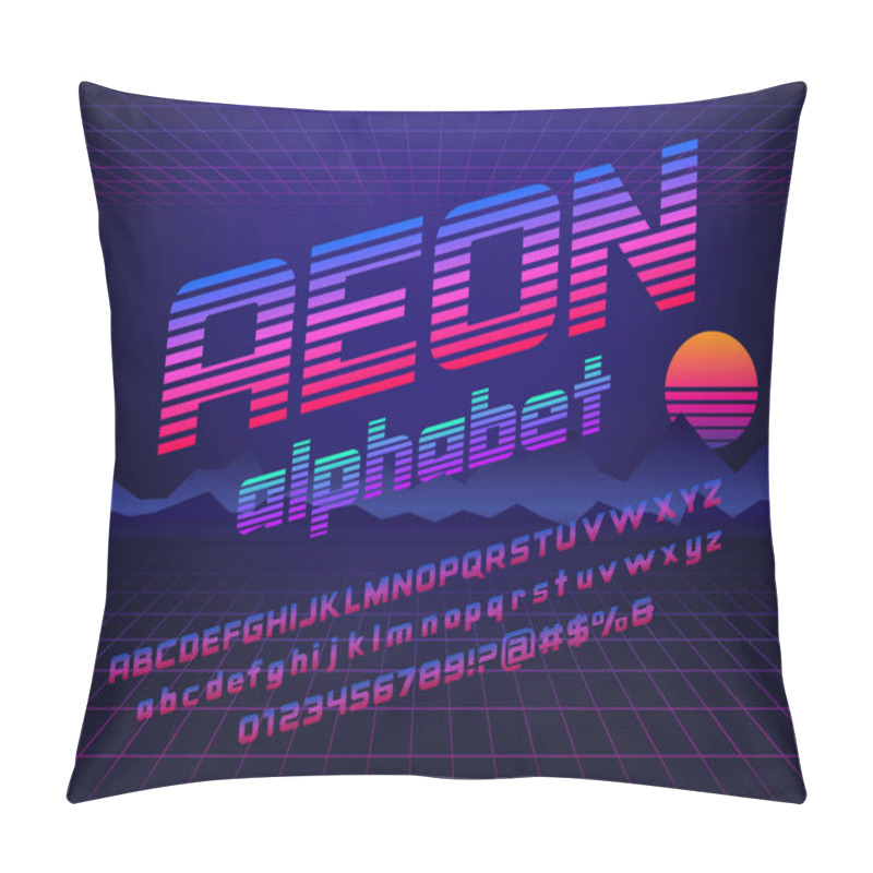 Personality  Retro Futurism Sci-fi Alphabet Design With Uppercase, Lowercase, Numbers And Symbols Pillow Covers