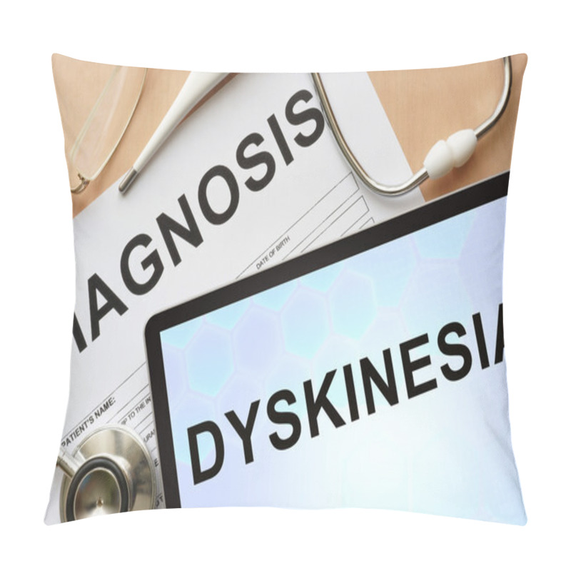 Personality  Tablet With Diagnosis Dyskinesia  And Stethoscope. Pillow Covers