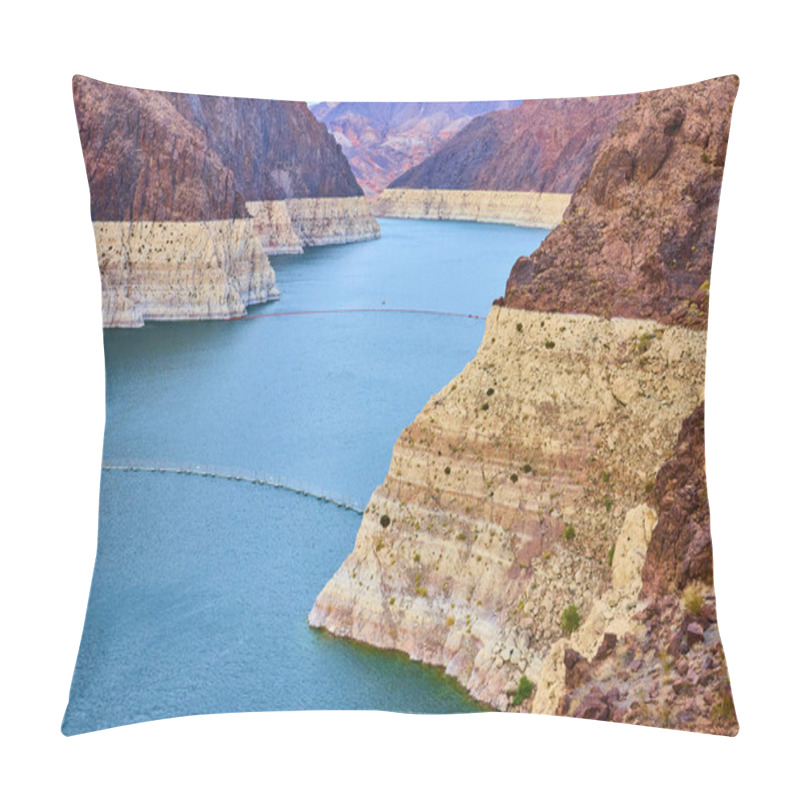 Personality  Majestic View Of Lake Mead With Its Striking Blue Waters Surrounded By Towering Cliffs Under A Clear Sky. Capture The Serene Beauty Between Arizona And Nevada Near Hoover Dam And Boulder City. Pillow Covers